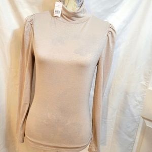 Ann Taylor Shimmery Champagne Mock Turtleneck